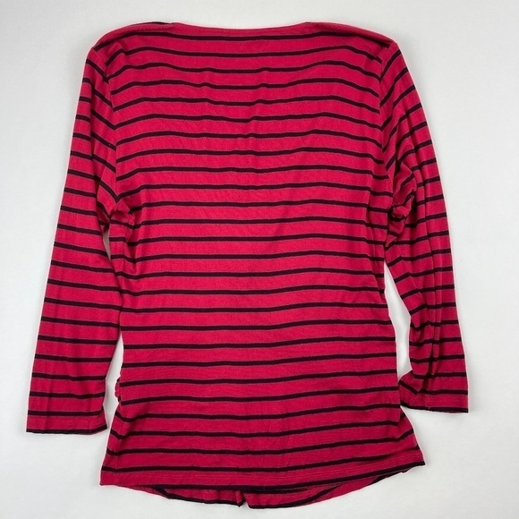 Cable & Gauge Womens Blouse Red Black Stripe Large - Picture 7 of 9